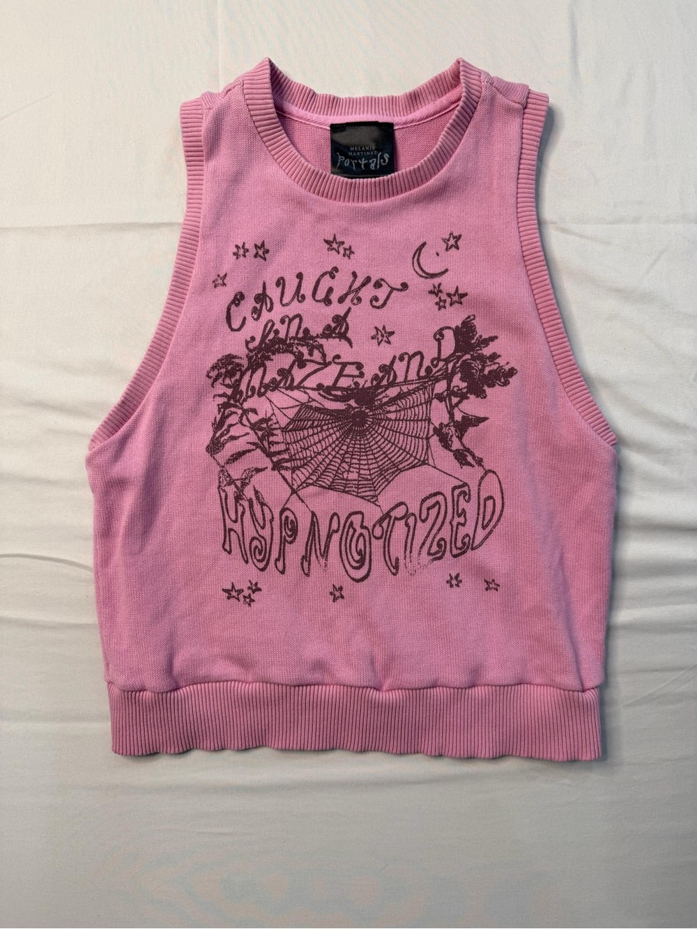 Pink 'Hypnotized' Graphic Crop Tank Top - Unbranded
